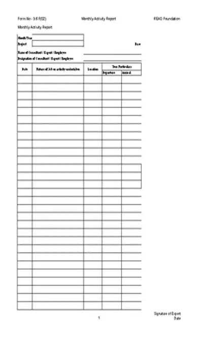 Download Monthly Activity Schedule Template In Excel Format