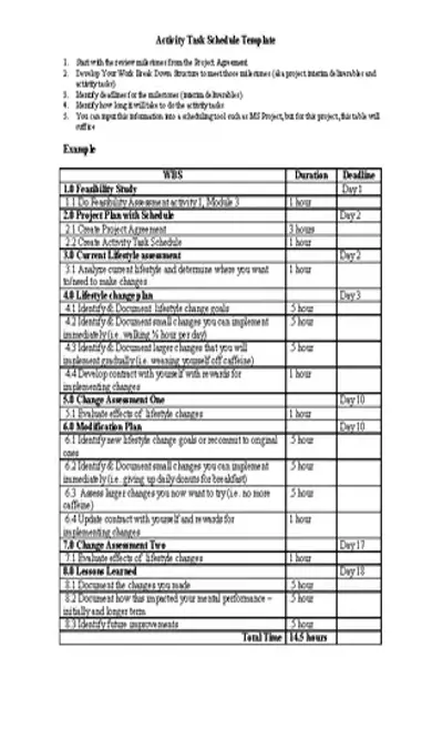 Download Project Activity Schedule Template Ms Word