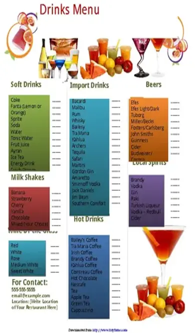 Drinks Bar Menu Template