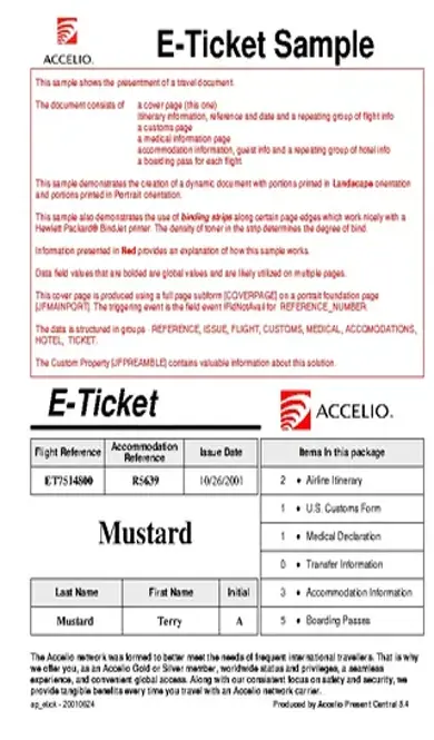 E Ticket Itinerary Template