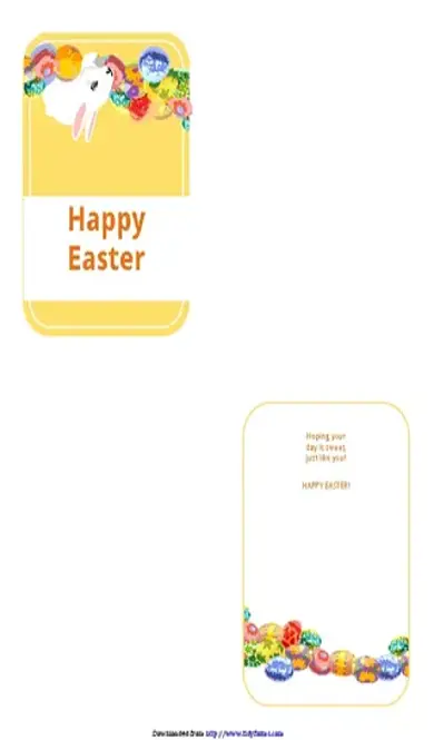 Easter Card Template With Bunny And Eggs