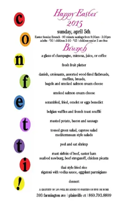 Easter Letter Size Menu