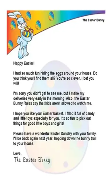 Easter Morning Letter From The Easter Bunny