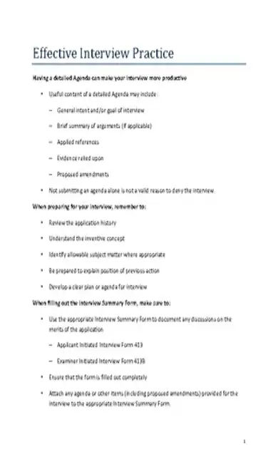 Effective Interview Practice Agenda Template