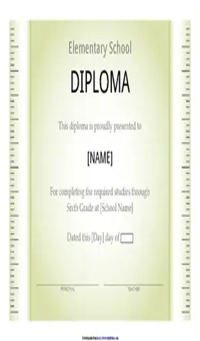 Elementary School Diploma Certificate Ruler Design