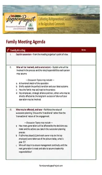 Emergency Family Meeting Agenda Example