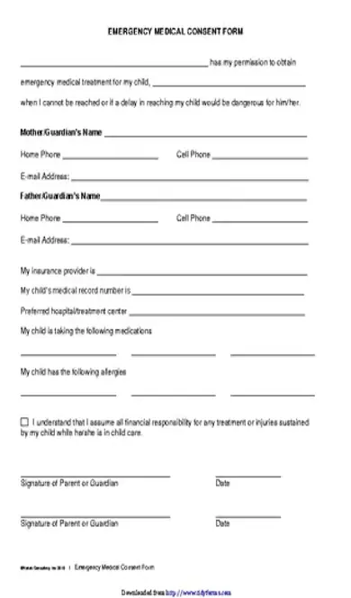 Emergency Medical Consent Form