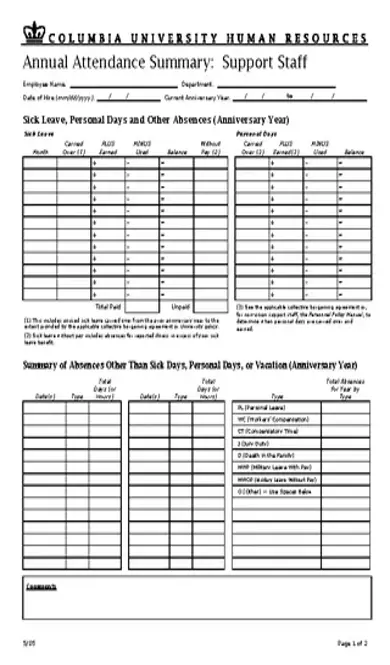 Employee Attendance Form