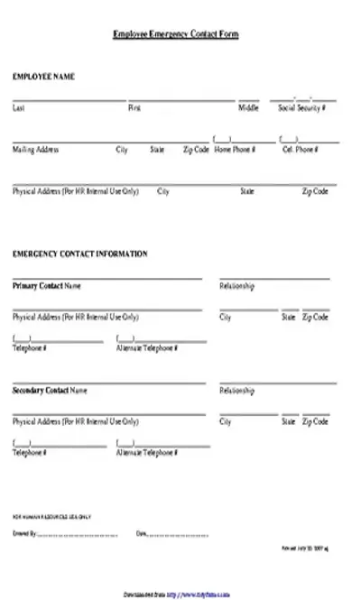 Employee Emergency Contact Form