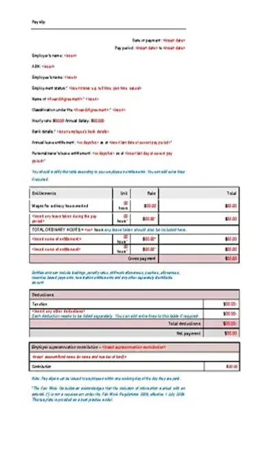 Employee Pay Slip Template