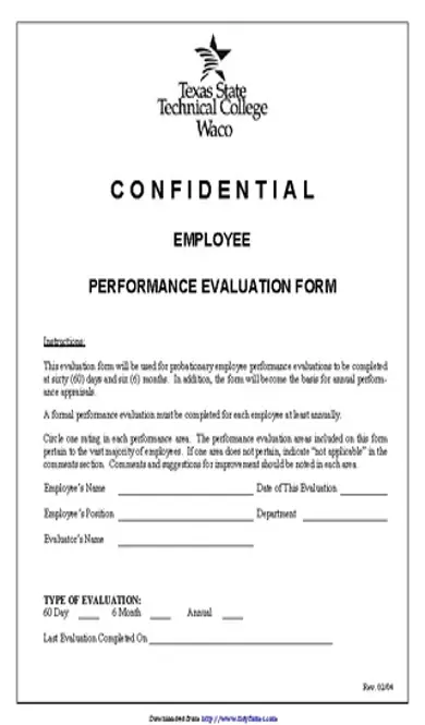 Employee Performance Evaluation Form