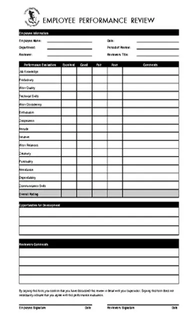 Employee Performance Review Write Up Template Example