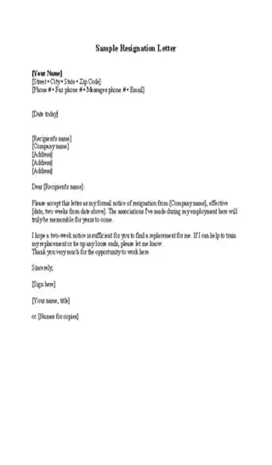 Employee Resignation Letter