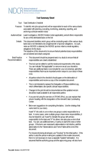 Employee Task Distribution Checklist Template