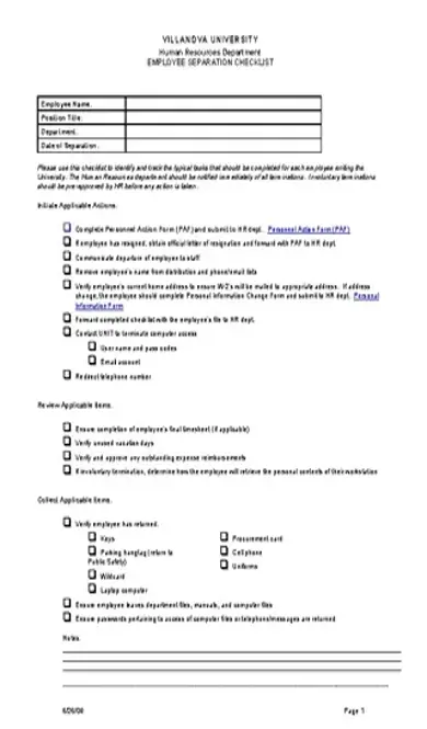 Employee Termination Checklist