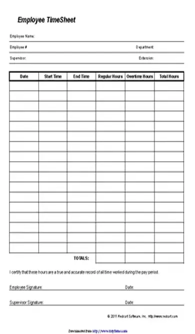 Employee Timesheet Template