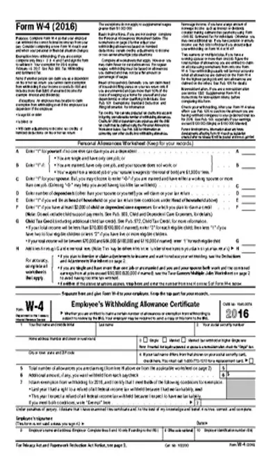 Employee Withholding Allowance Online Certificate