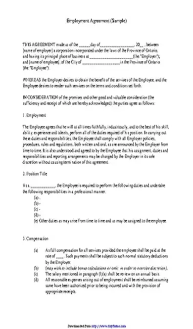 Employment Agreement Template 2