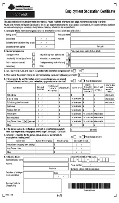 Employment Separation Certificate