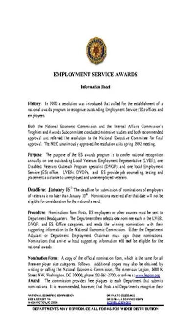 Employment Service Award Template