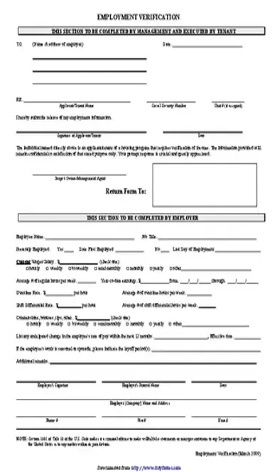 Employment Verification Form 1