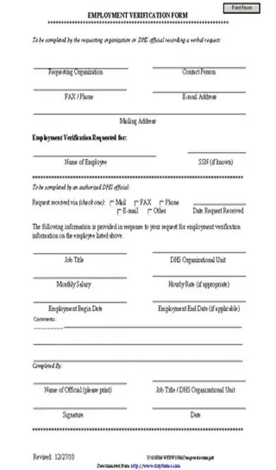 Employment Verification Form 2