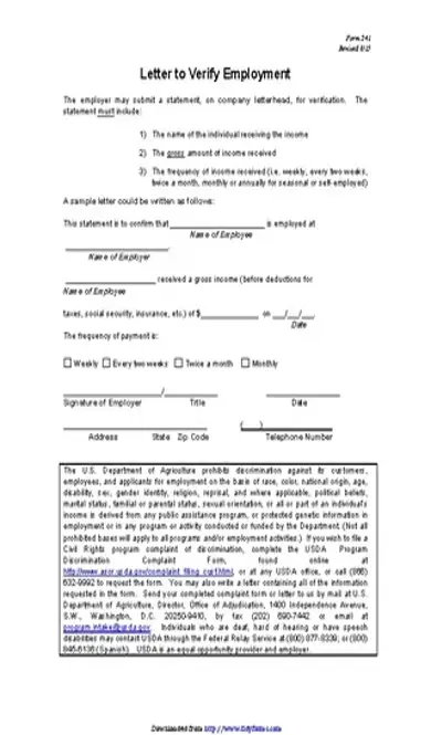 Employment Verification Form Template