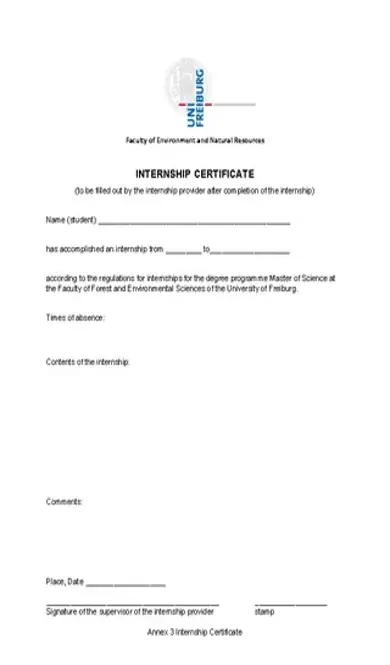 Environment And Natural Resources Internship Certificate