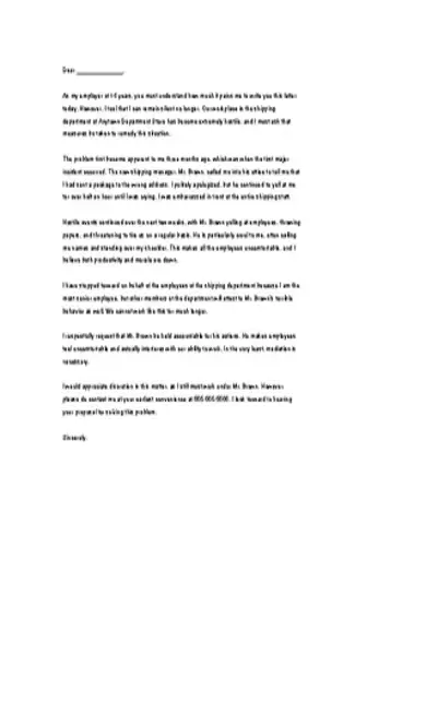 Environment Complaint Letter Template