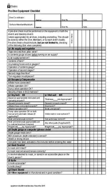 Equipment Checklist Template