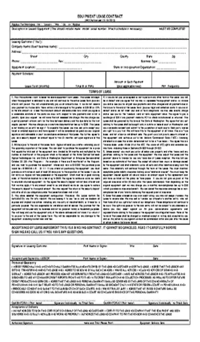 Equipment Lease Contract Template