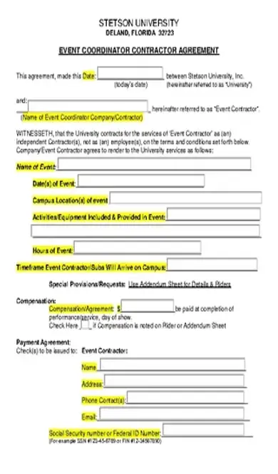 Event Coordinator Contractor Agreement