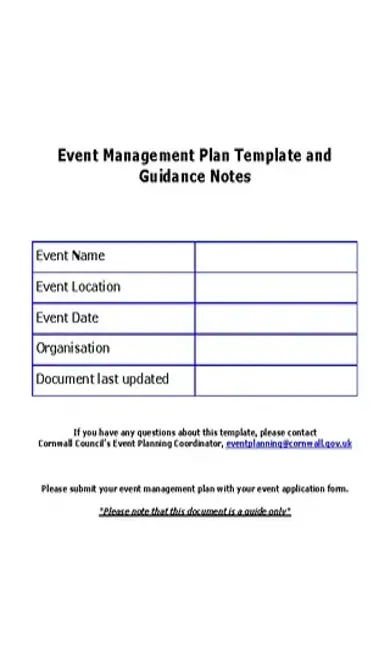 Event Managemnet Plan Template