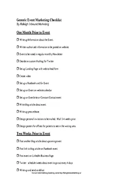 Event Marketing Checklist Template