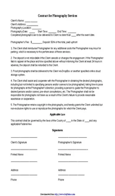 Event Photography Contract Template