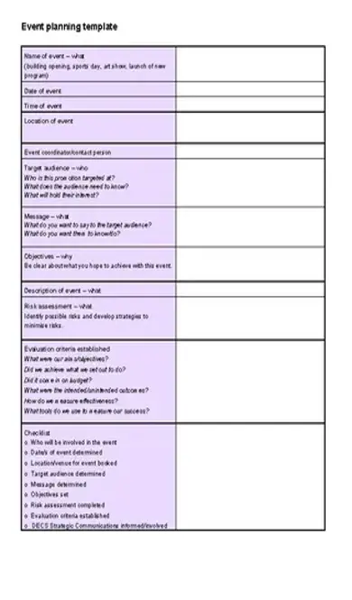 Event Planning Agenda Template