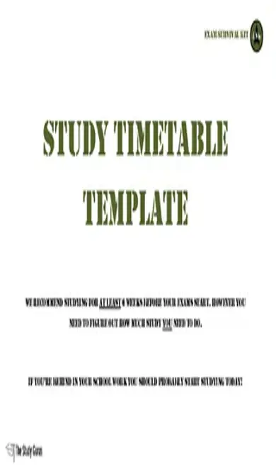 Exam Survival Timetable Template