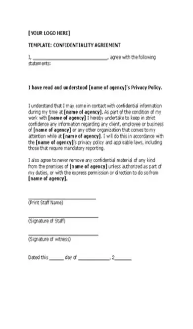 Example Celebrity Confidentiality Agreement Template