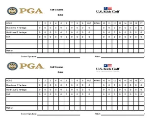 Example Excel Golf Scorecard