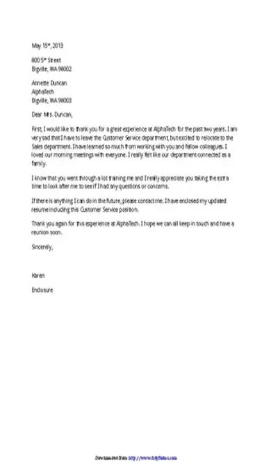 Example Farewell Letter Job Manager