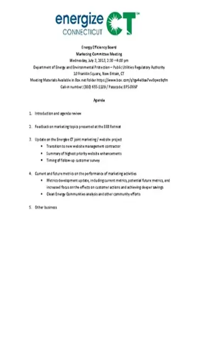 Example Marketing Feedback Meeting Agenda