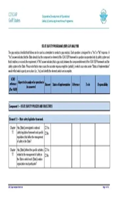 Example Safety Gap Analysis Checklist