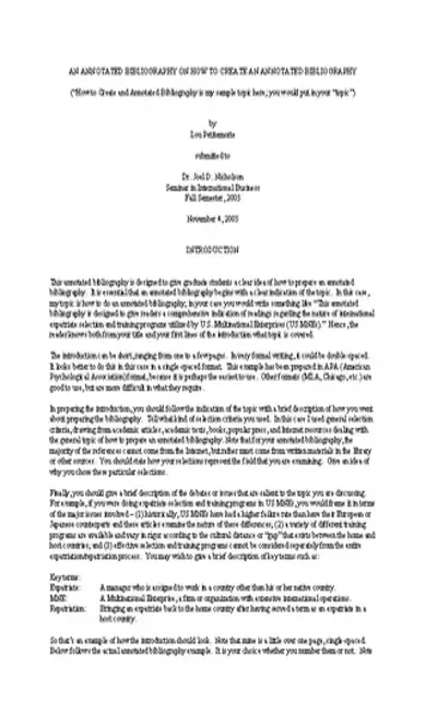 Example Teaching Annotated Bibliography Template