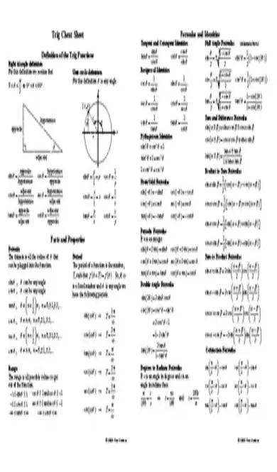 Example Unit Circle Trig Chart Pdf Download