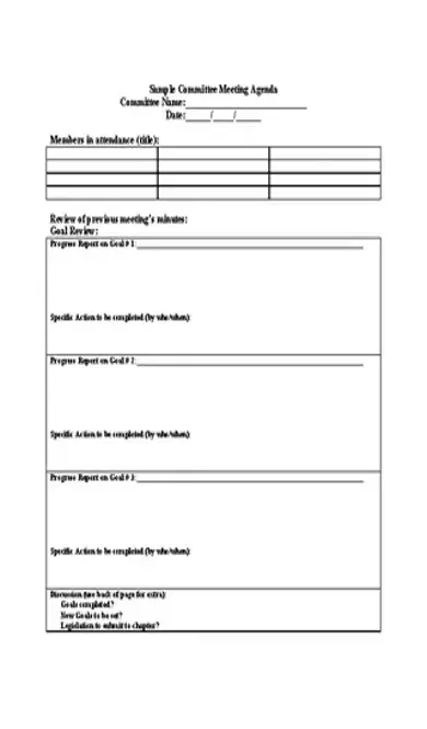 Example Weekly Committee Meeting Agenda Template