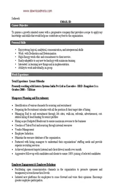 Executive Hrd Resume Sample