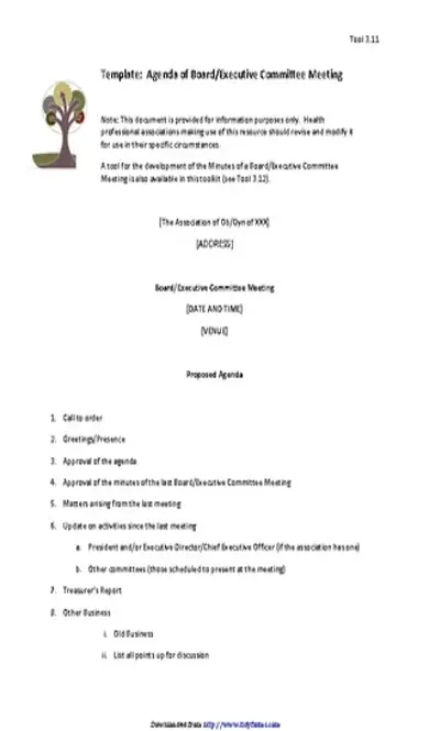 Executive Meeting Agenda Template