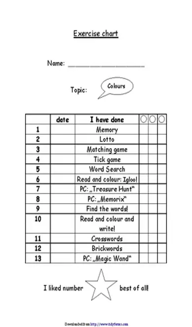 Exercise Chart Pdf