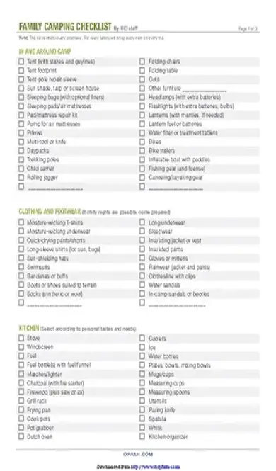 Family Camping Checklist