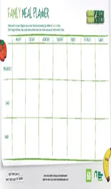 Family Meal Planner Template 1